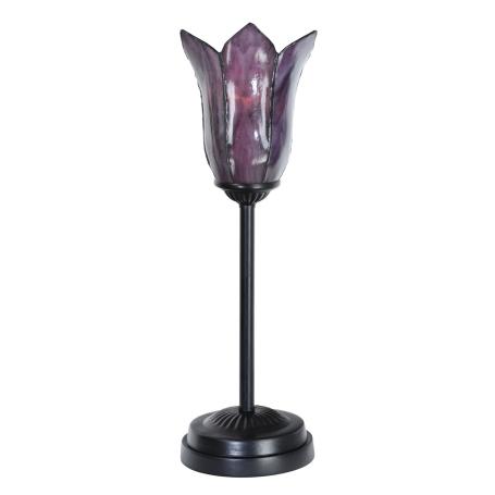 Tiffany slanke tafellamp zwart met Gentian Purple
